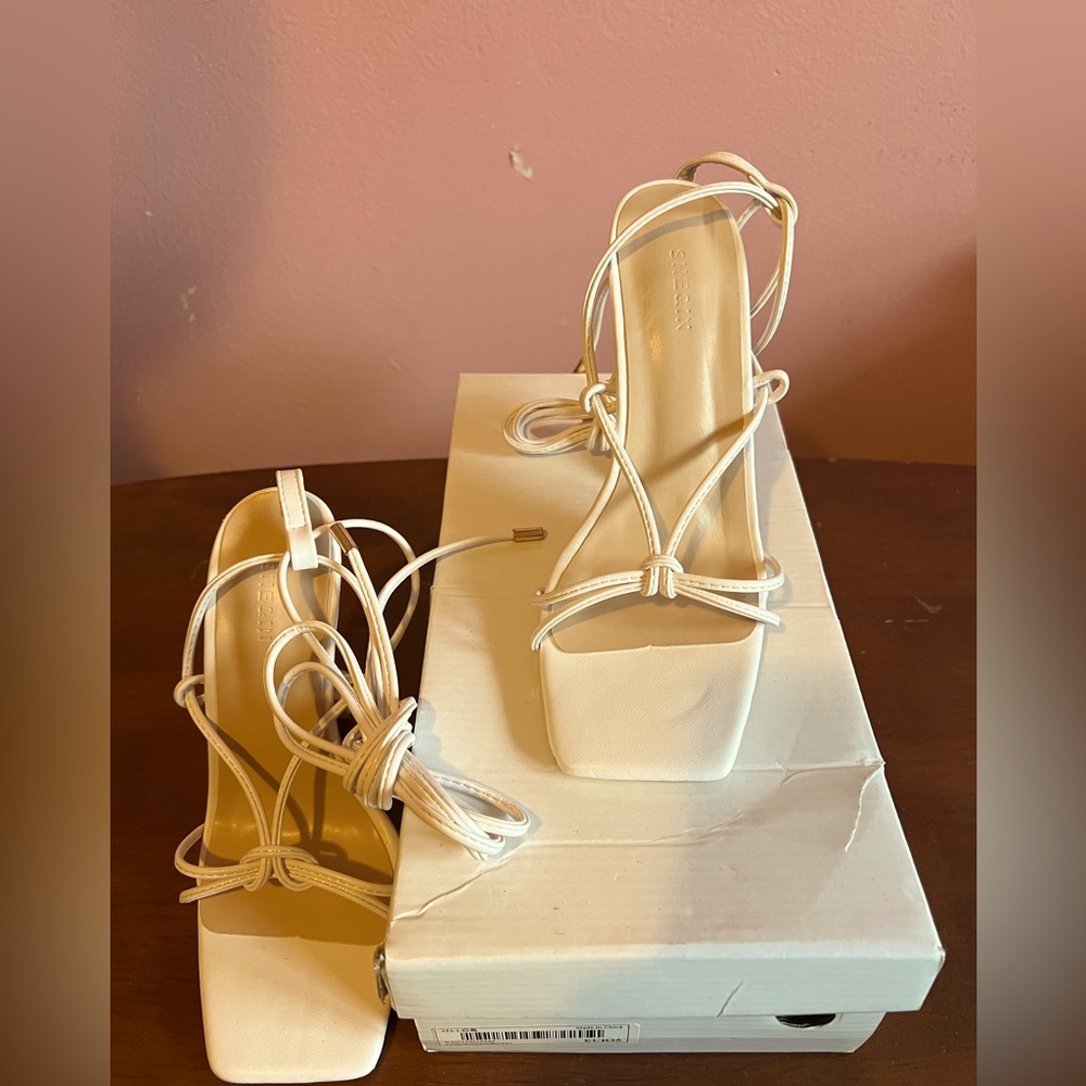 Shein square toe white sandal.